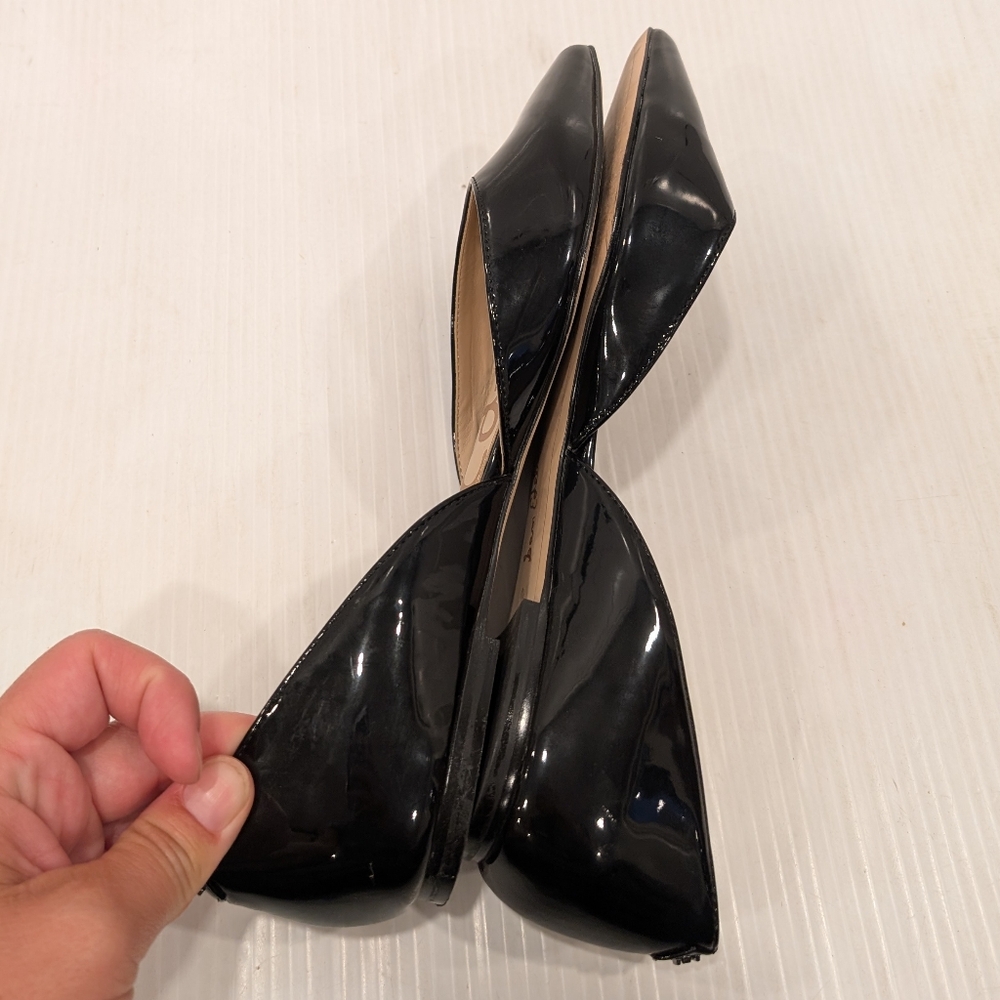 SAM EDELMAN Women's Black Patent Leather Dorsay Pointed Toe Flats Size 7.5 - Picture 5 of 11